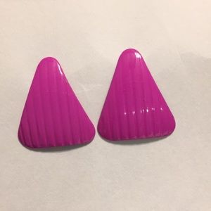 Retro Funky 80s Earrings Bright Pink